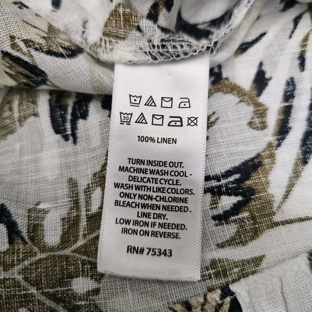 C&C California 100% Linen Pull On Ivory Floral Tropical Beach Pants Plus 1X Read - Picture 7 of 14